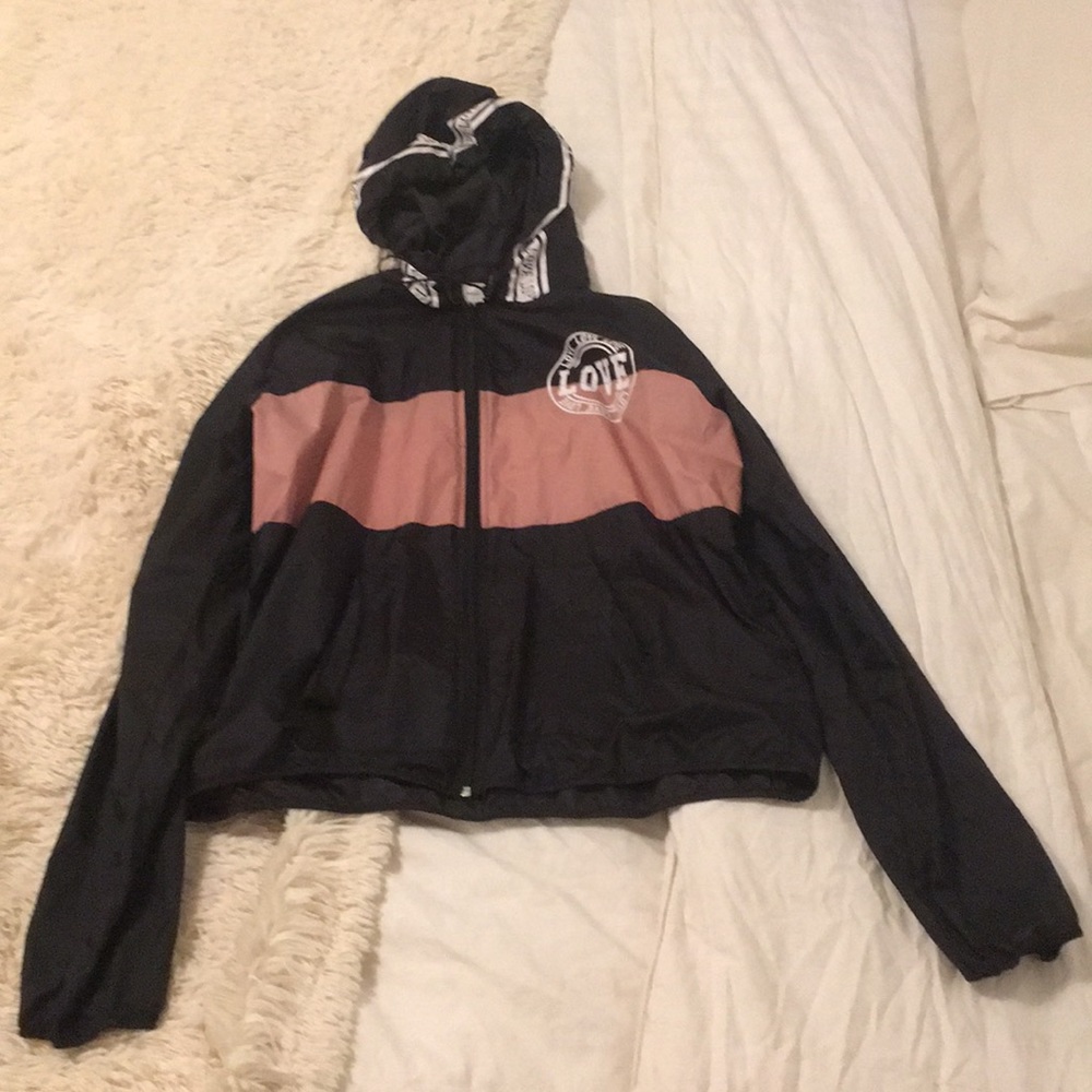 Reflex pink and black plus size windbreaker